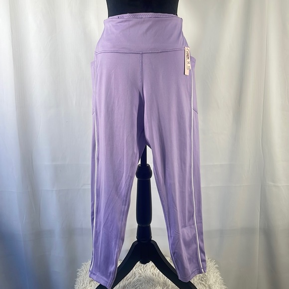 Victoria's Secret Pants - Victorias Secret Pink, purple, lilac, leggings with white stripe, XL